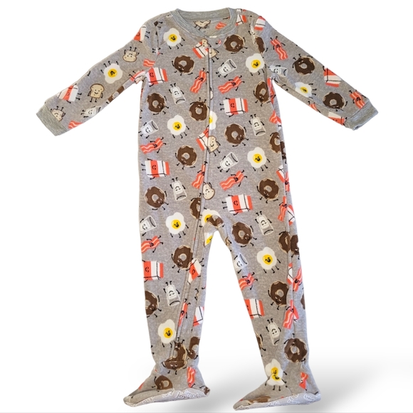 Carter's Boys Fleece Zip-up Footed Pajamas Breakfast Theme 3T - Picture 1 of 8